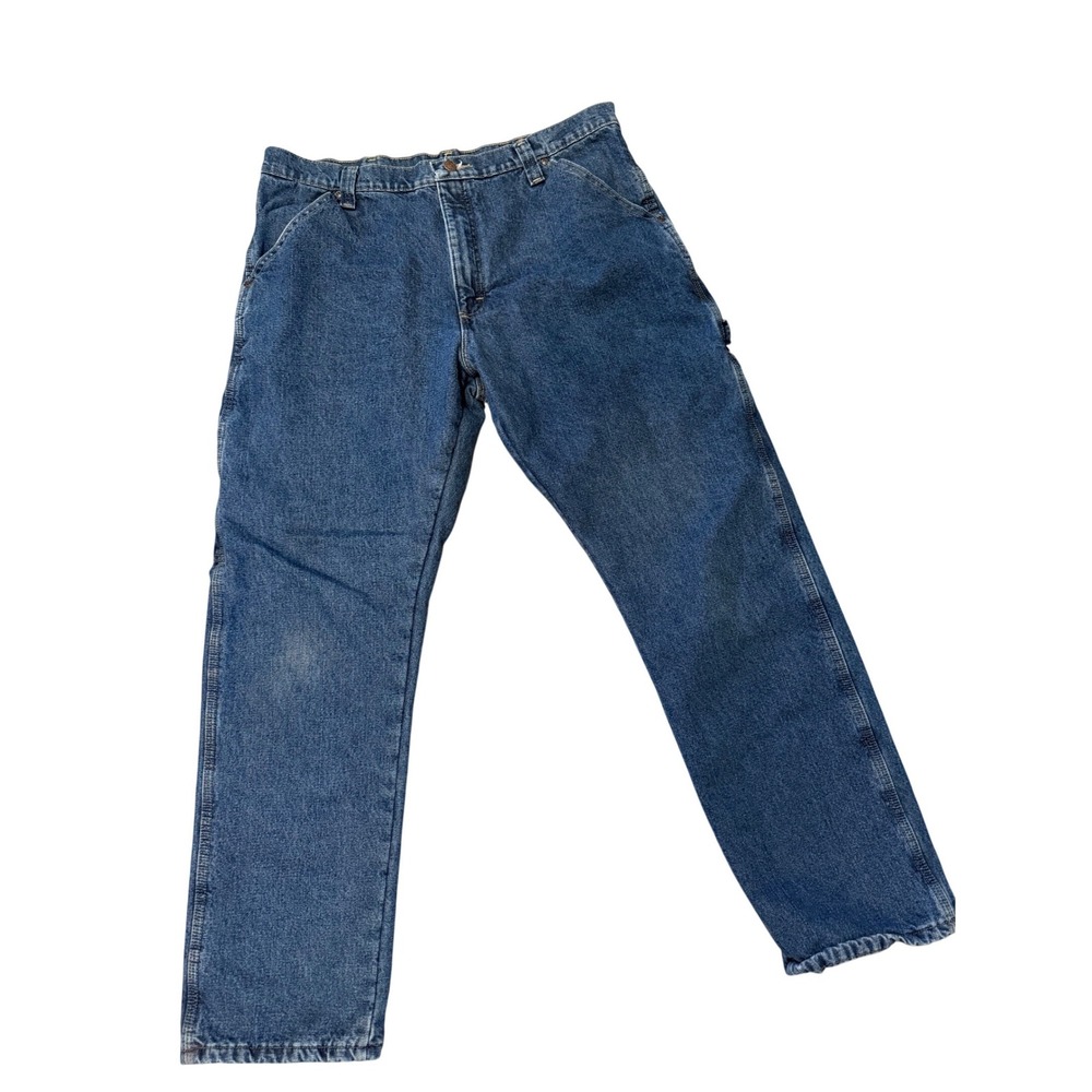 Wrangler Mens Fleece Lined Carpenter Jeans Blue Denim Utility Pants 36x32